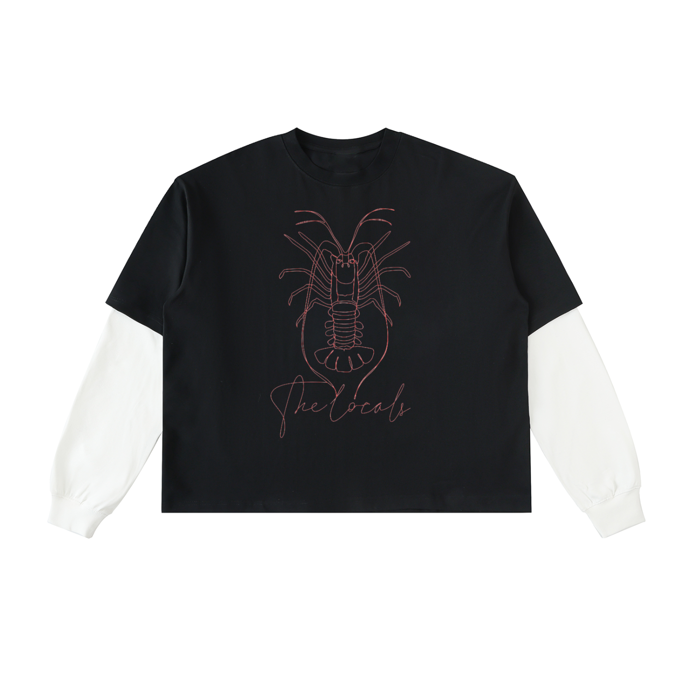 Red man’s cray Layered Contrast Sleeve Cotton T-Shirt